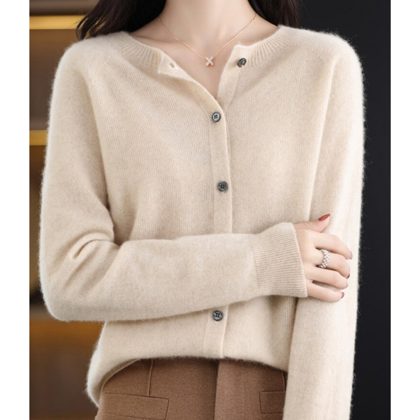 Soft cashmere open-front cardigan for women -7