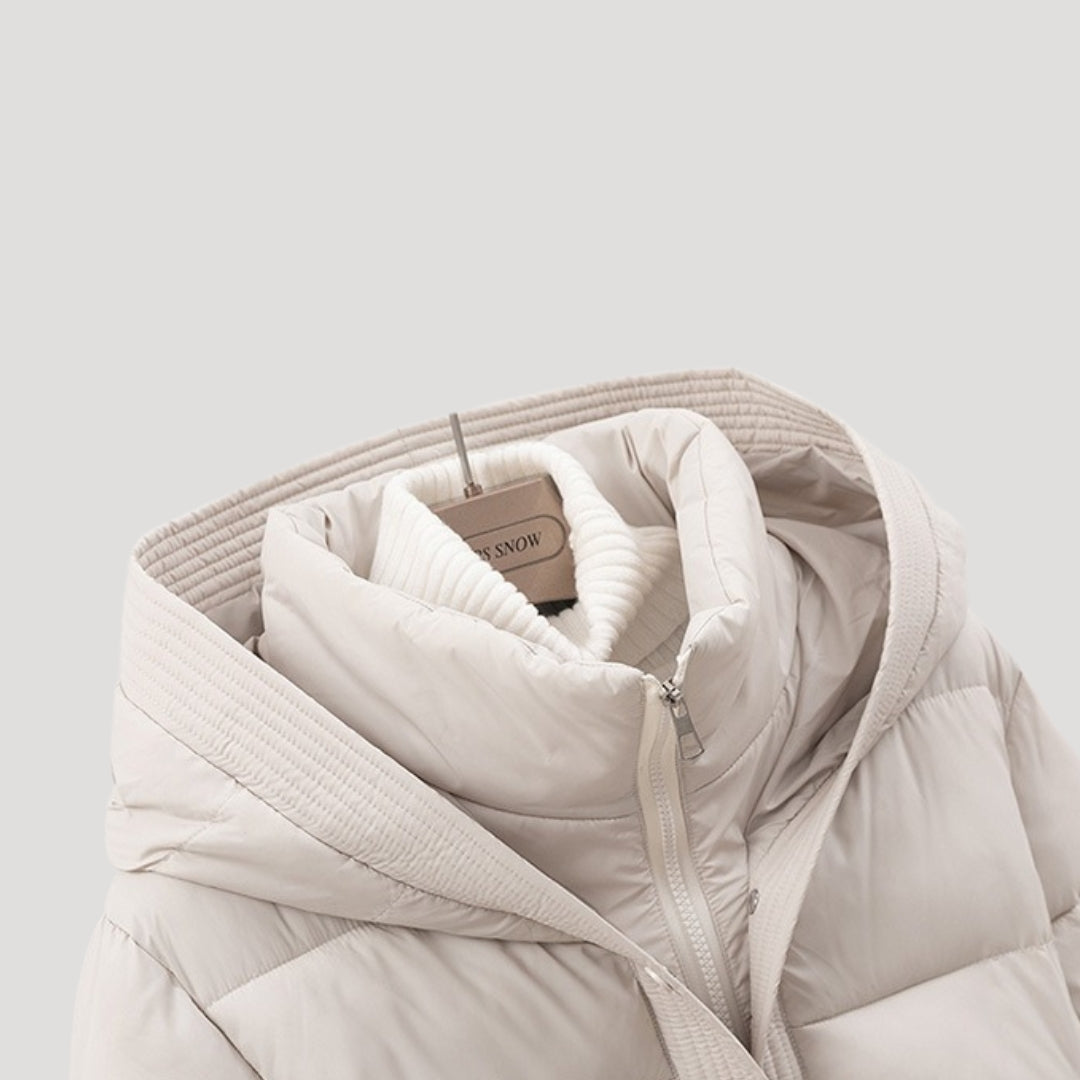 Street Belted hooded puffer jacket for women | Elara