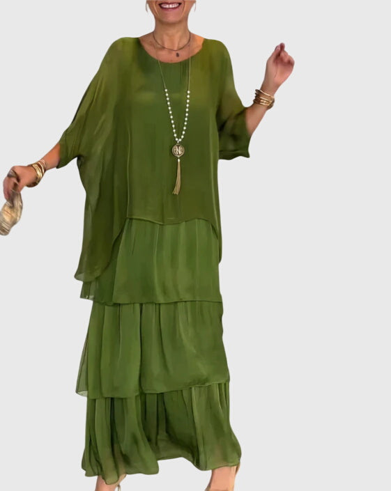 Muted Long flowing elegant dress for women | Clara
