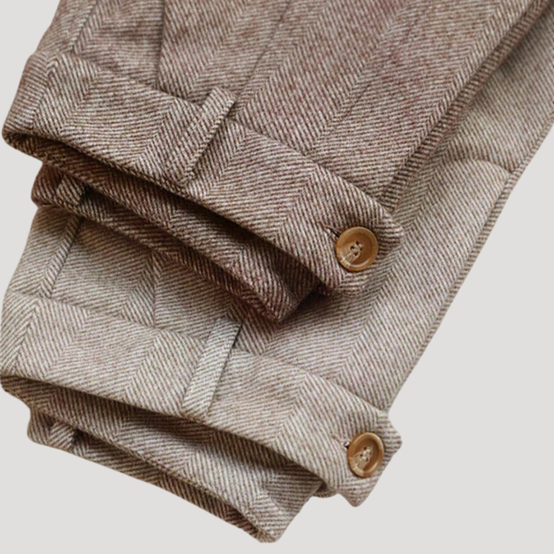 Cuffed Heritage herringbone tailored trousers for men | Alden