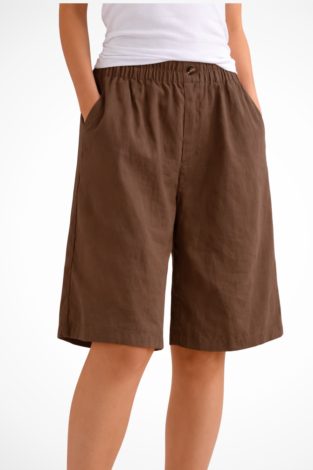 Relaxed summer shorts with elastic waist for women -12