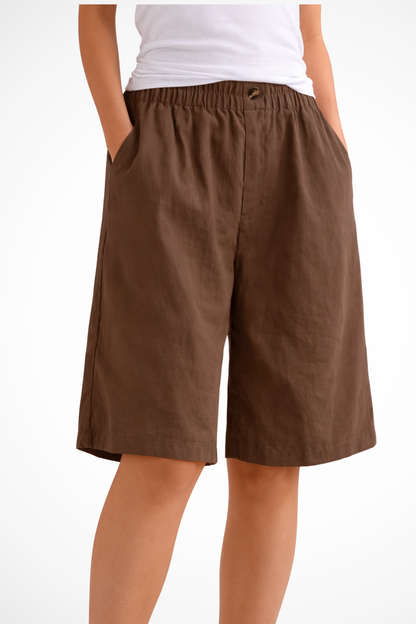 Relaxed summer shorts with elastic waist for women -12