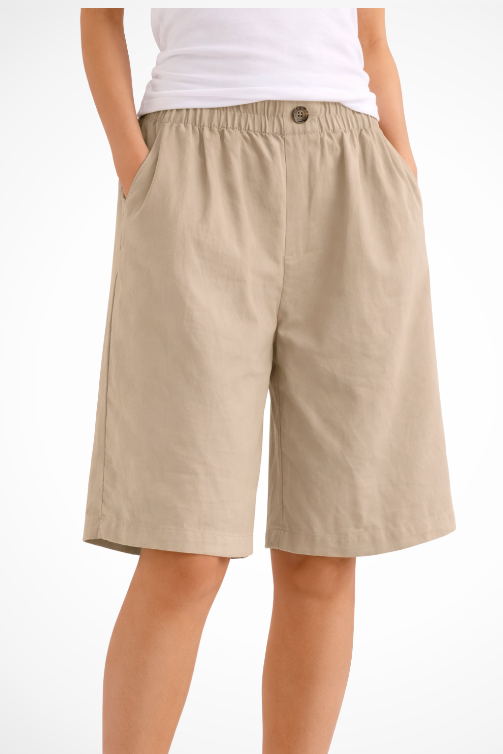 Relaxed summer shorts with elastic waist for women -9