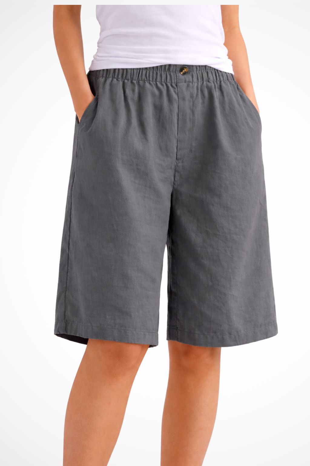 Relaxed summer shorts with elastic waist for women -2