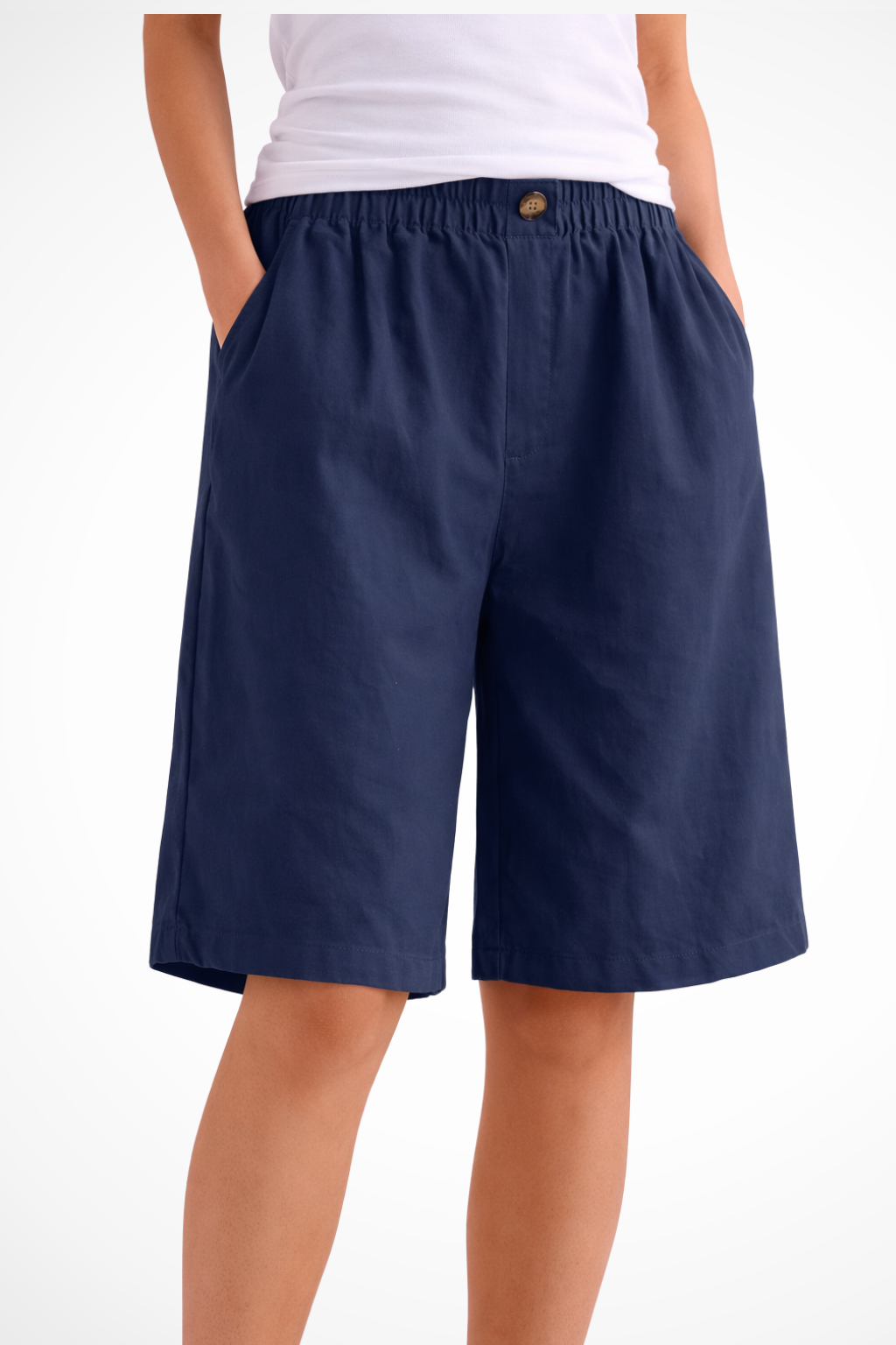 Relaxed summer shorts with elastic waist for women -6