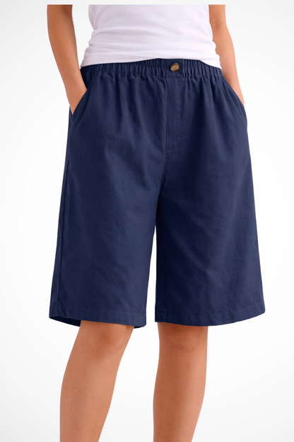 Relaxed summer shorts with elastic waist for women -6