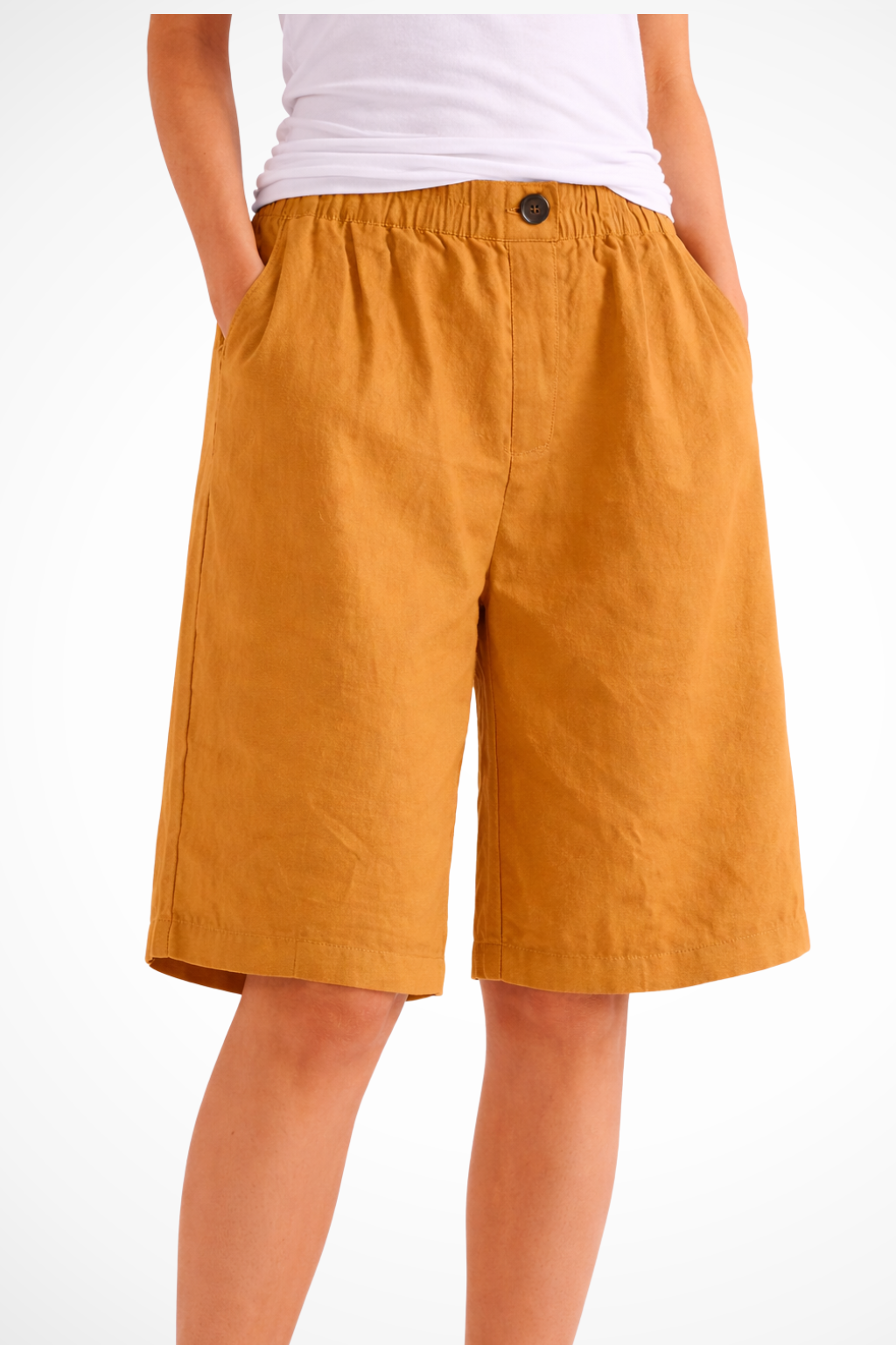 Relaxed summer shorts with elastic waist for women -13