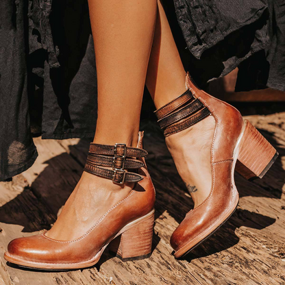 Summer Vintage ankle strap sandal heels for women | Verona