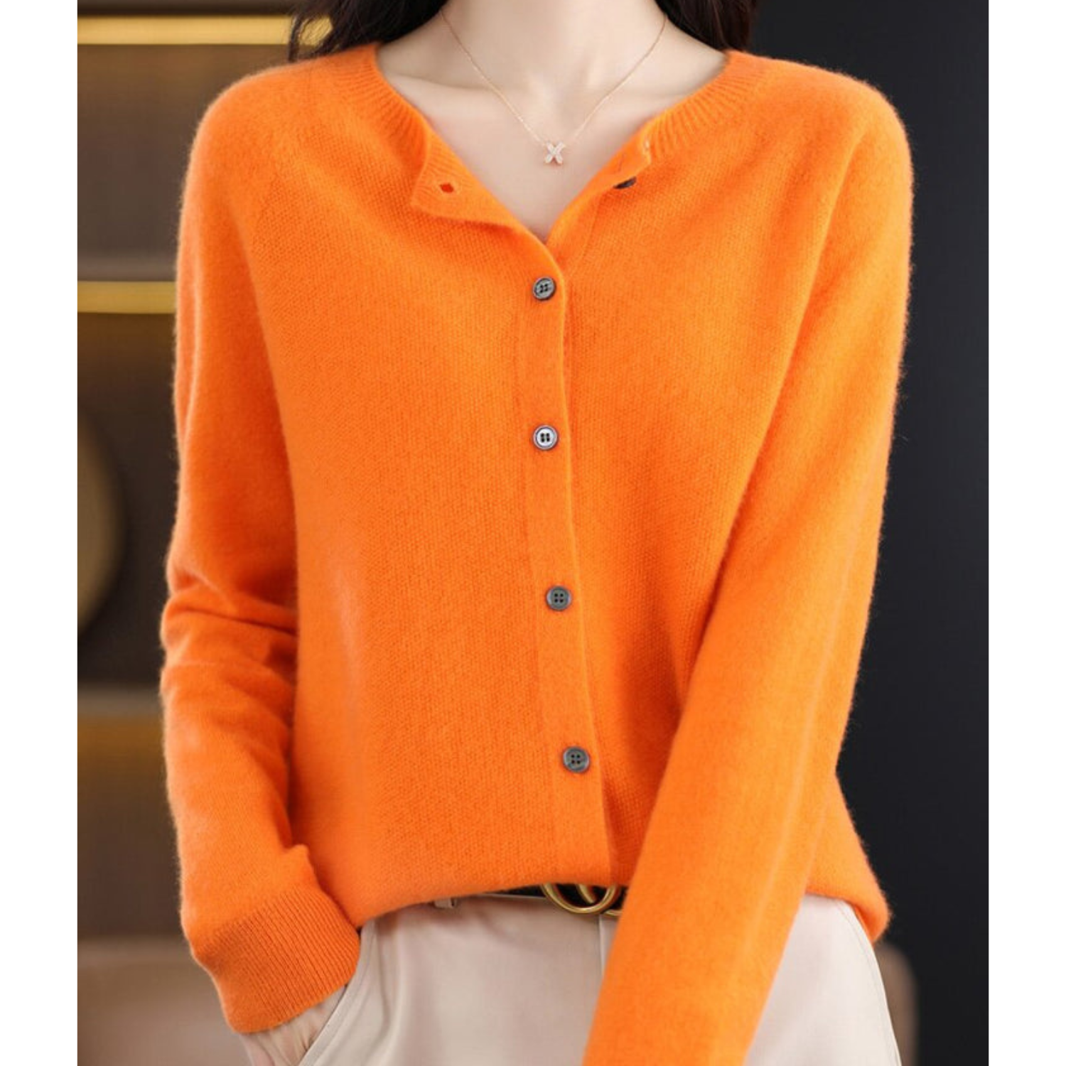 Soft cashmere open-front cardigan for women -14
