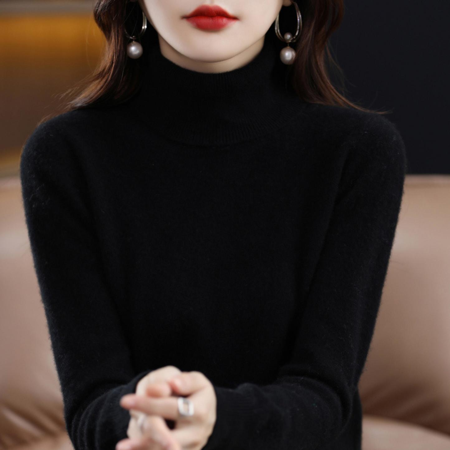 Soft cashmere turtleneck jumper for women | Elena -1