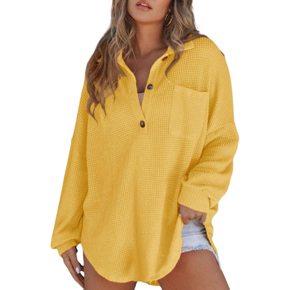 Textured Lightweight V-neck tunic blouse for women | Kathryn