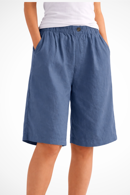 Relaxed summer shorts with elastic waist for women -5