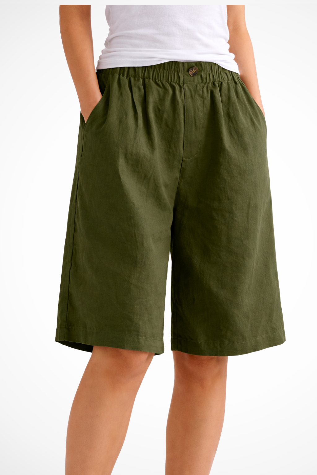 Relaxed summer shorts with elastic waist for women -1