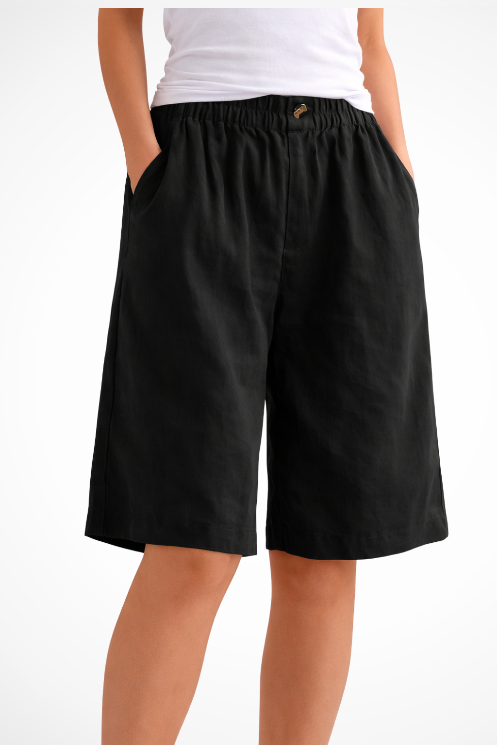 Relaxed summer shorts with elastic waist for women -10