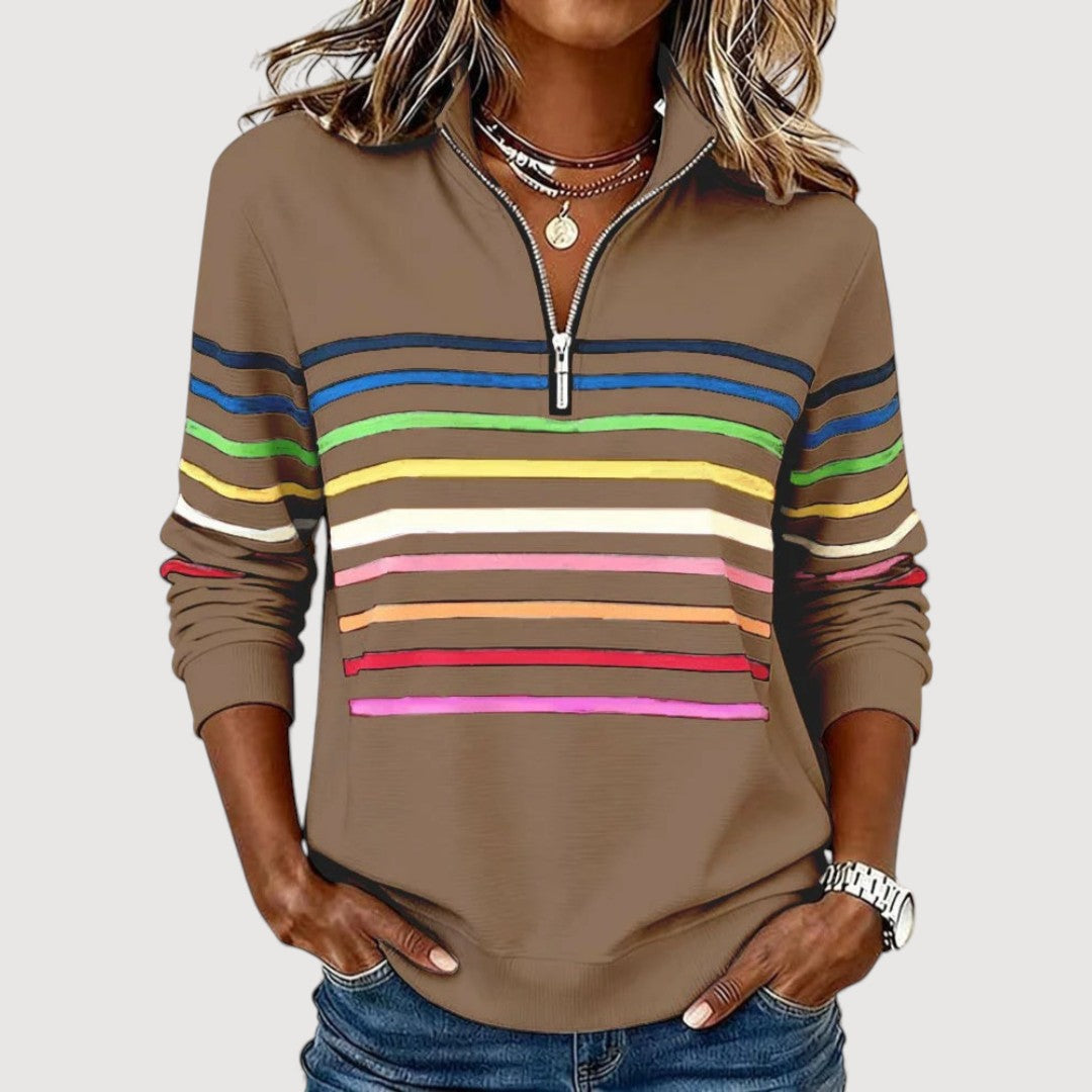 Relaxed casual zip-neck everyday top for women | Laica -3