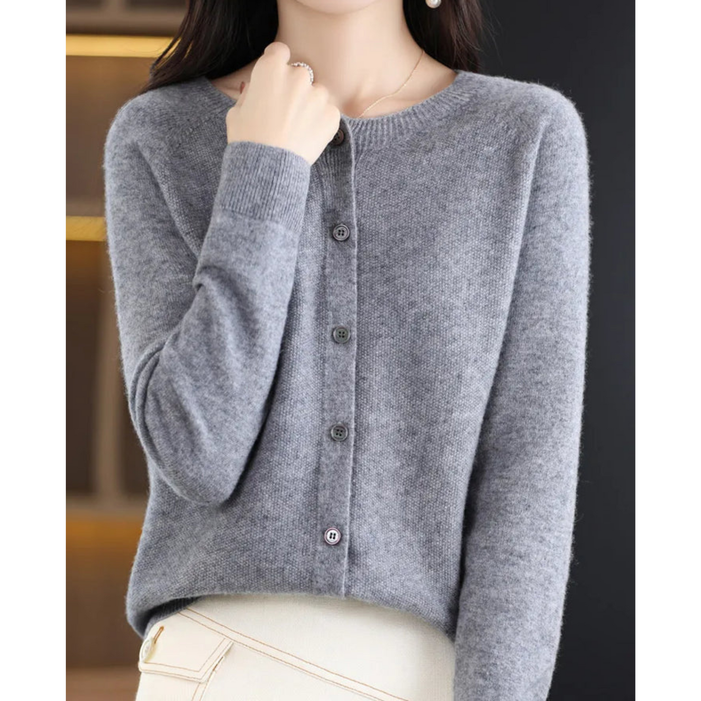 Soft cashmere open-front cardigan for women -13