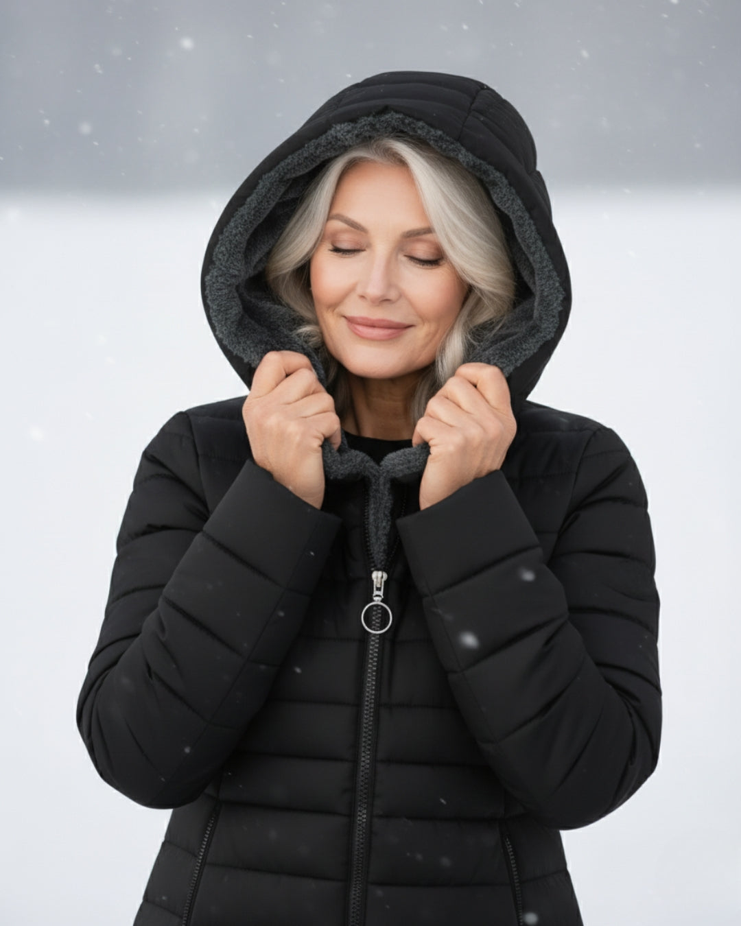 Layered Fleece-lined puffer coat with A-line silhouette for women | Jami