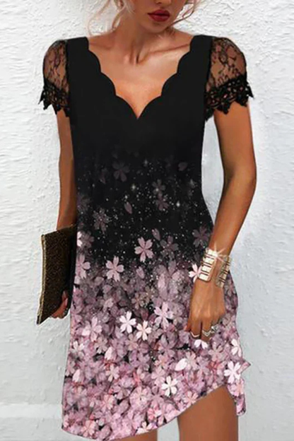 Lace-sleeve wedding guest mini dress for women | Harriet -9
