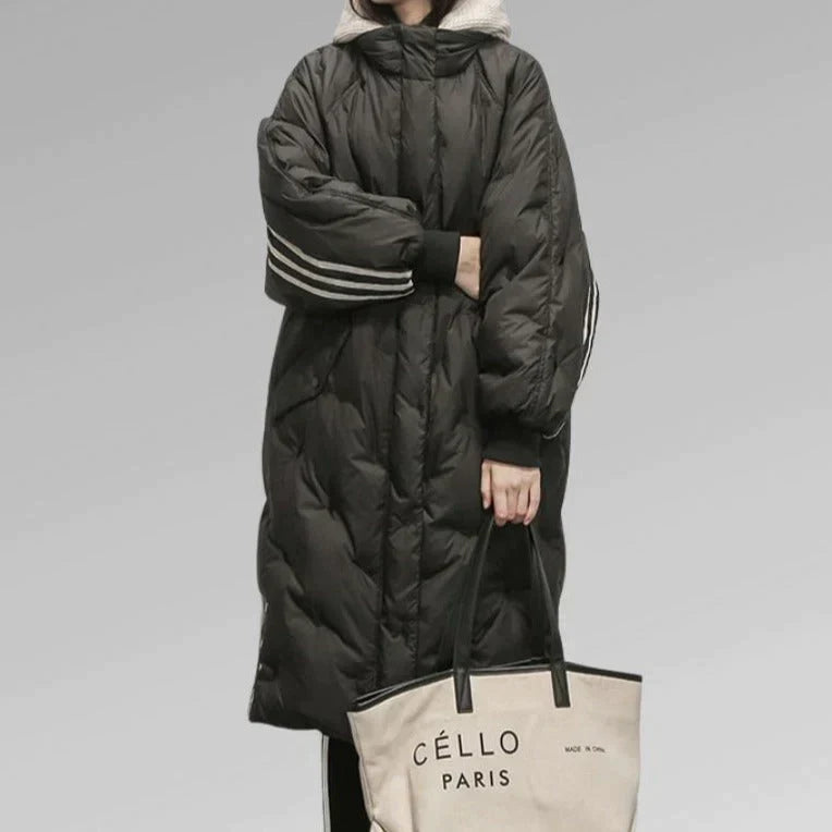 Warm long quilted jacket for women | Tiril -7