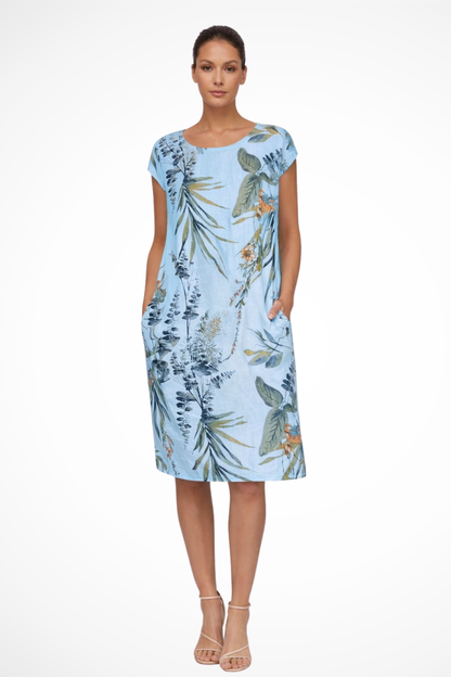 Botanical print casual relaxed summer dress for women | Ivy -8