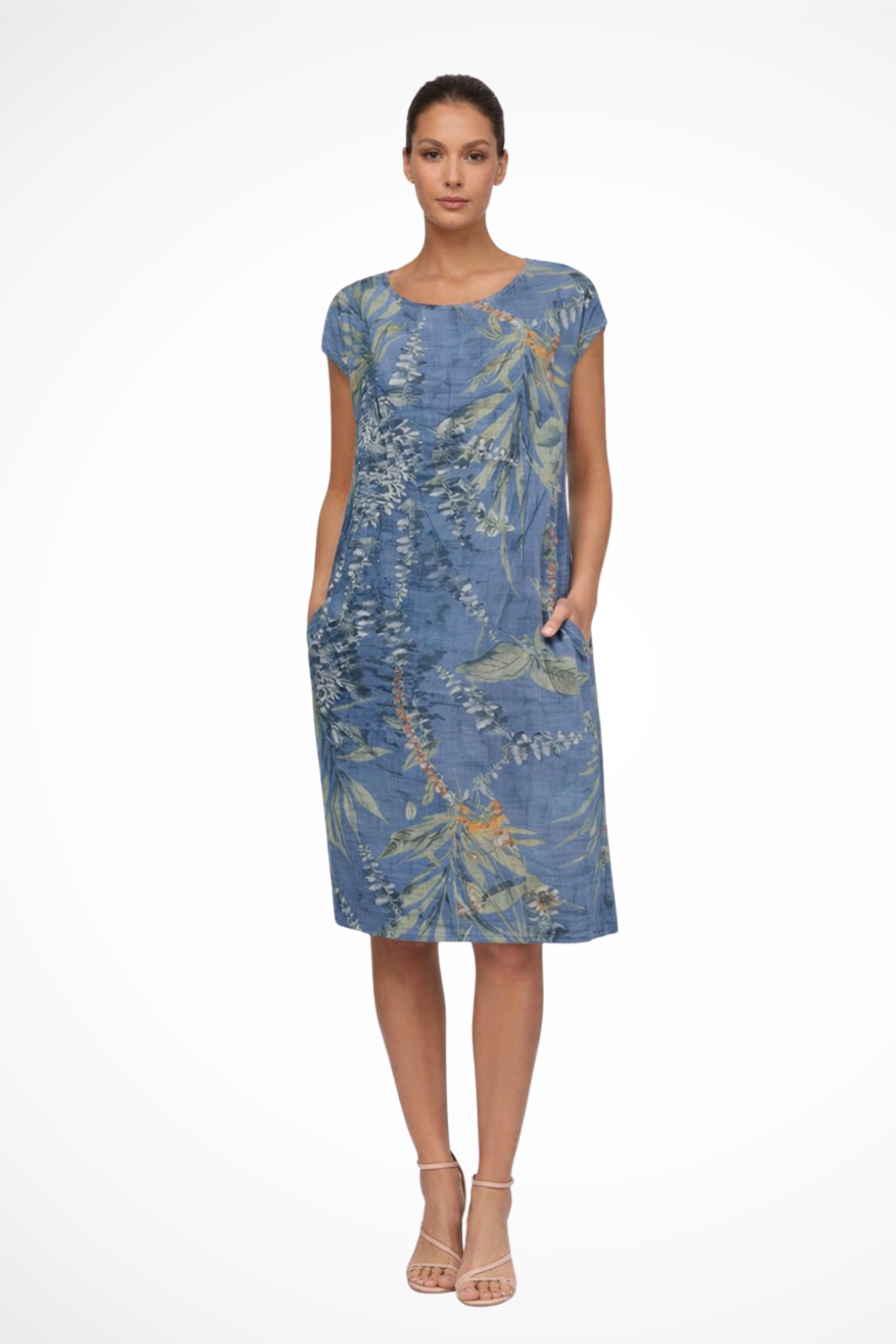 Botanical print casual relaxed summer dress for women | Ivy -4