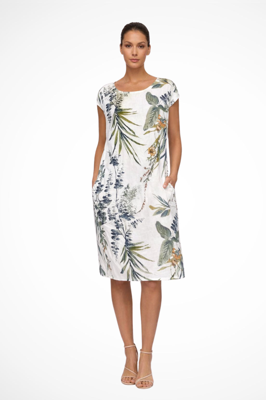 Botanical print casual relaxed summer dress for women | Ivy -1