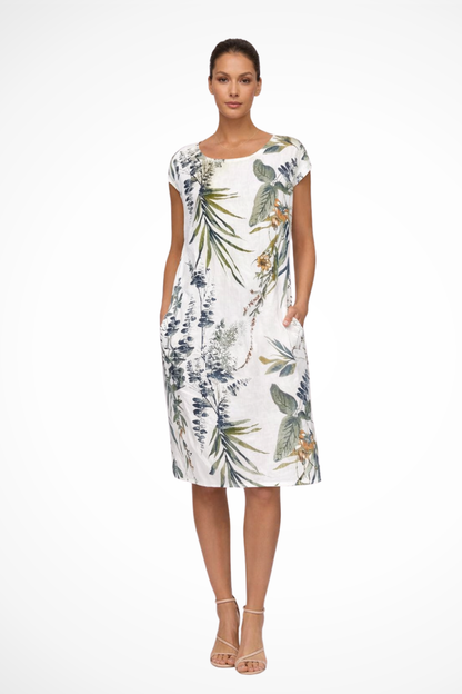 Botanical print casual relaxed summer dress for women | Ivy -1