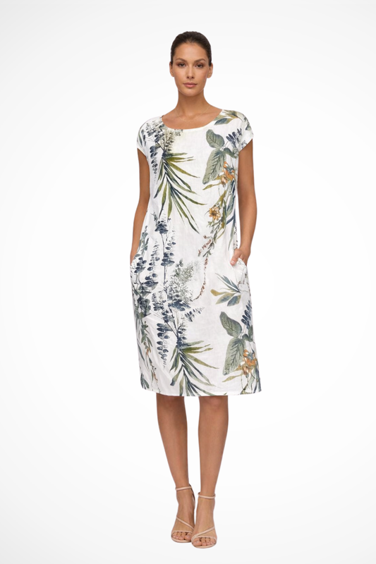 Botanical print casual relaxed summer dress for women | Ivy -1