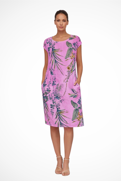 Botanical print casual relaxed summer dress for women | Ivy -6