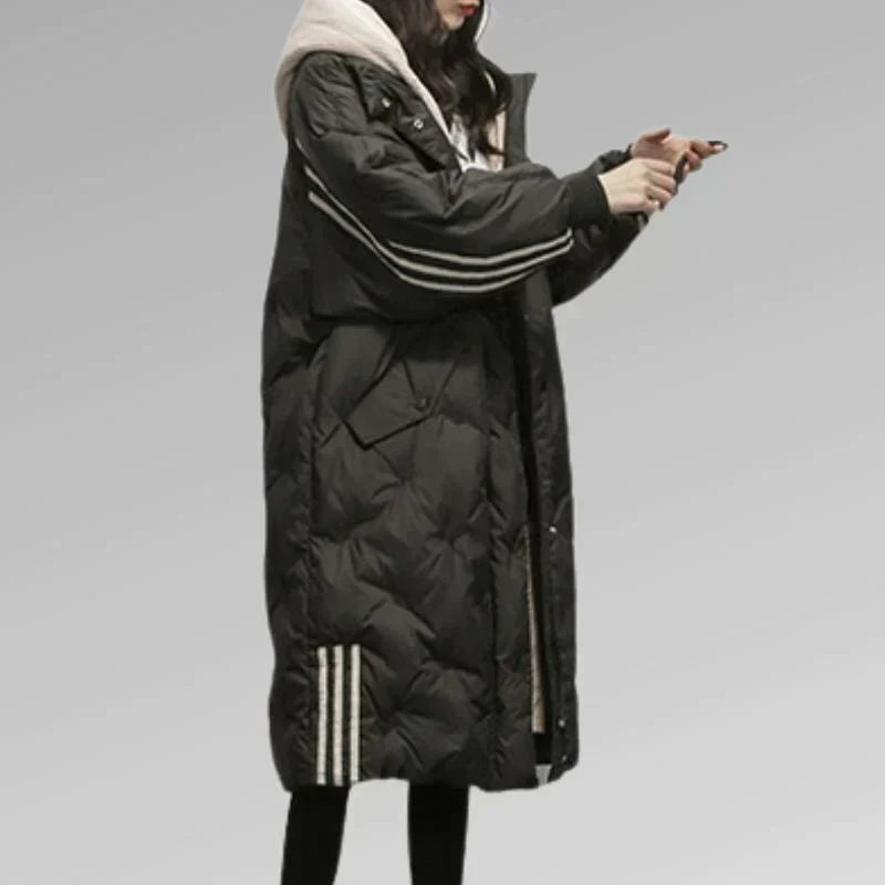 Warm long quilted jacket for women | Tiril -6