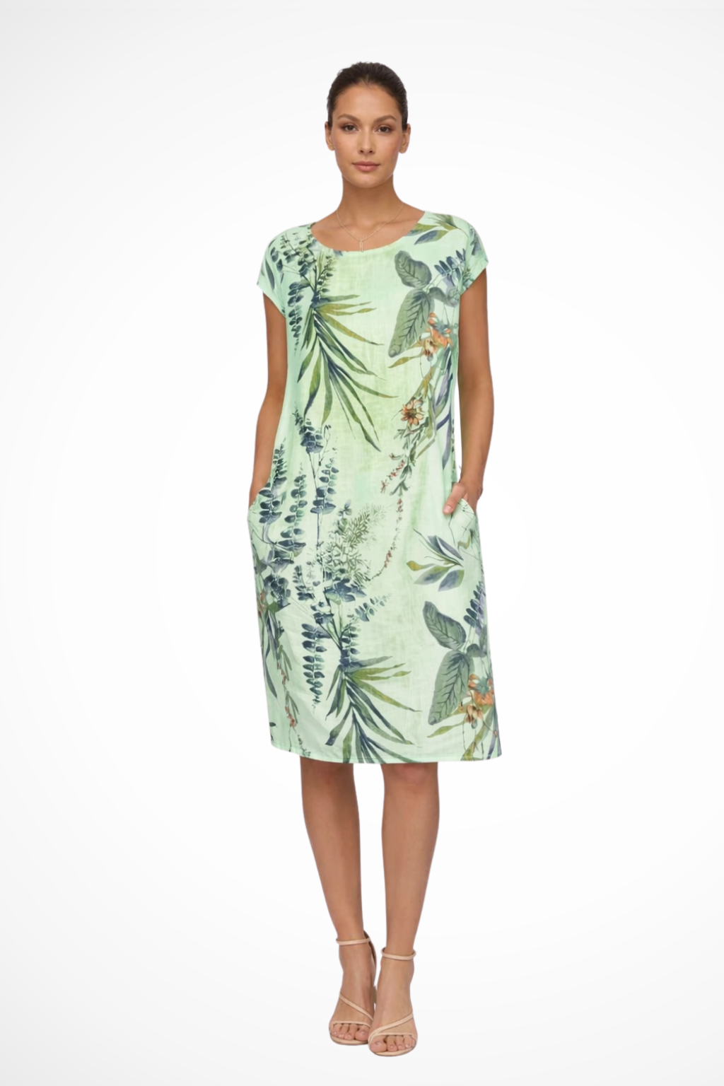 Botanical print casual relaxed summer dress for women | Ivy -7