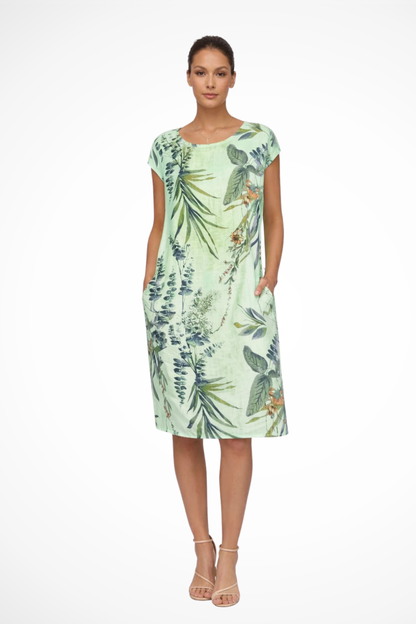 Botanical print casual relaxed summer dress for women | Ivy -7