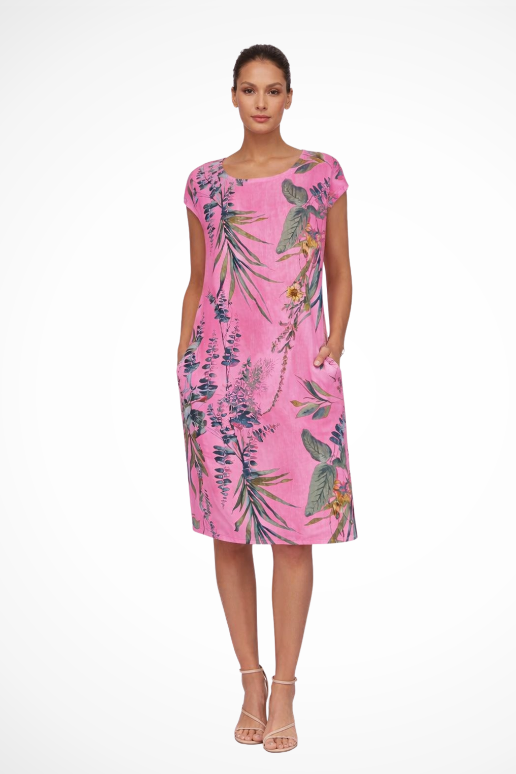 Botanical print casual relaxed summer dress for women | Ivy -5