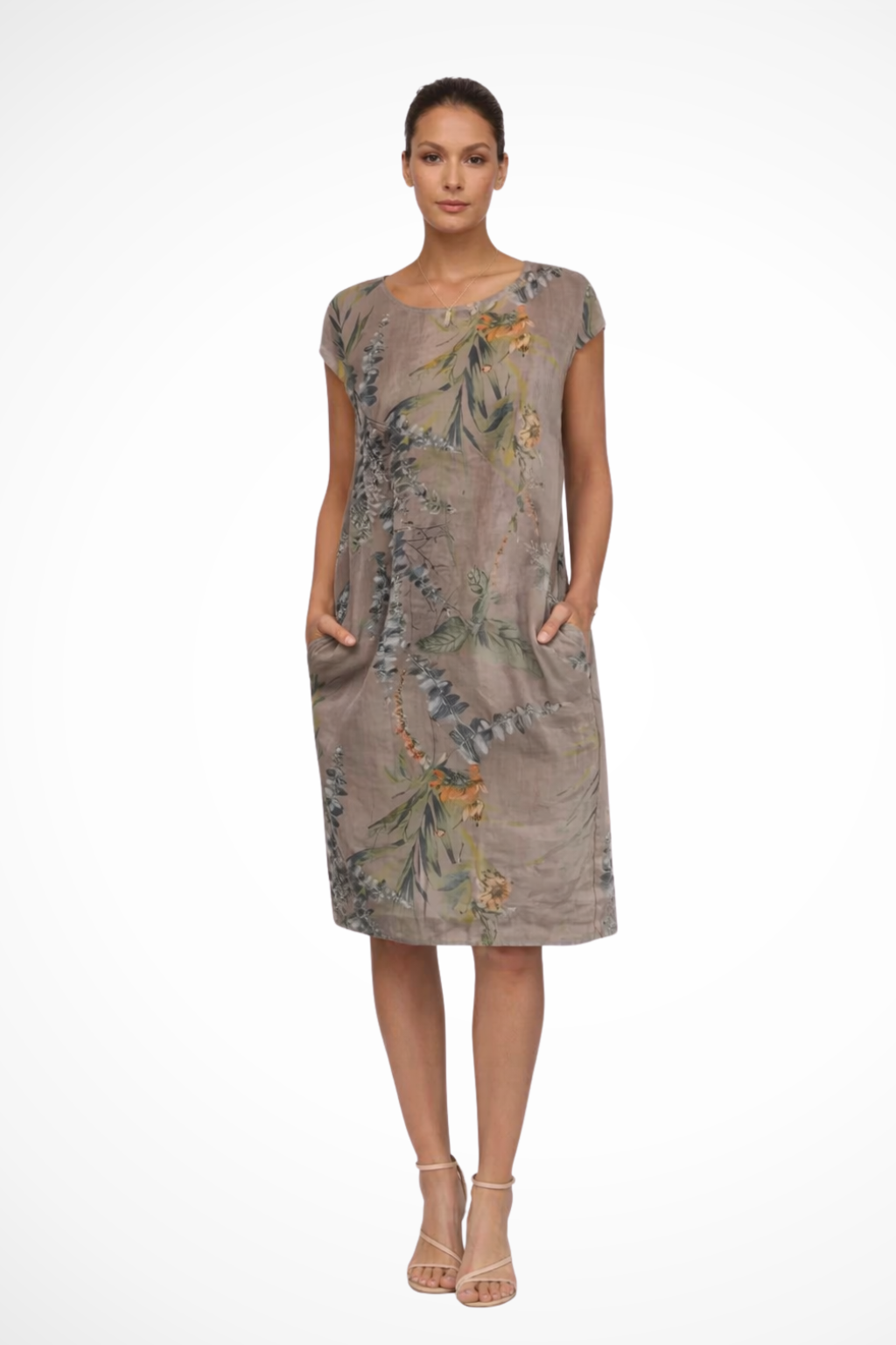Botanical print casual relaxed summer dress for women | Ivy -3
