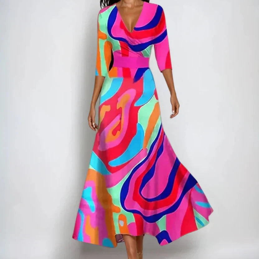 Tiered Floral dress with flowing silhouette for women | Emily