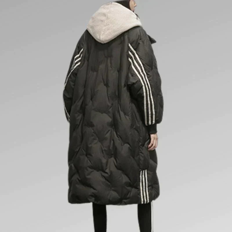 Warm long quilted jacket for women | Tiril -5