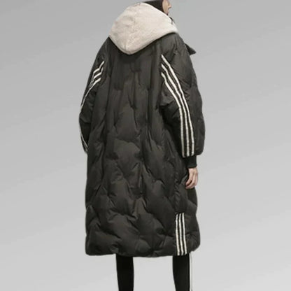 Warm long quilted jacket for women | Tiril -5