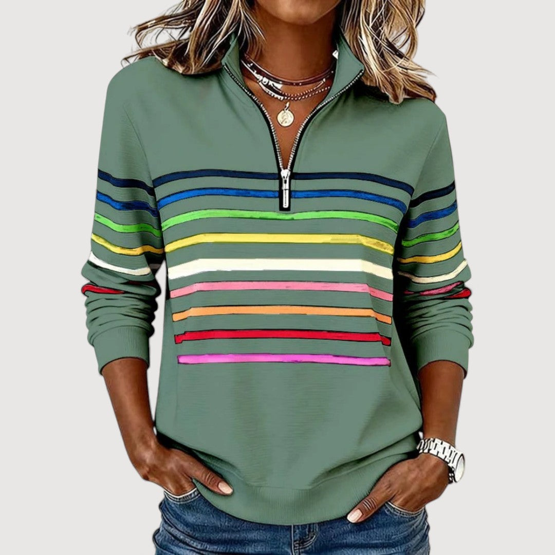 Relaxed casual zip-neck everyday top for women | Laica -6