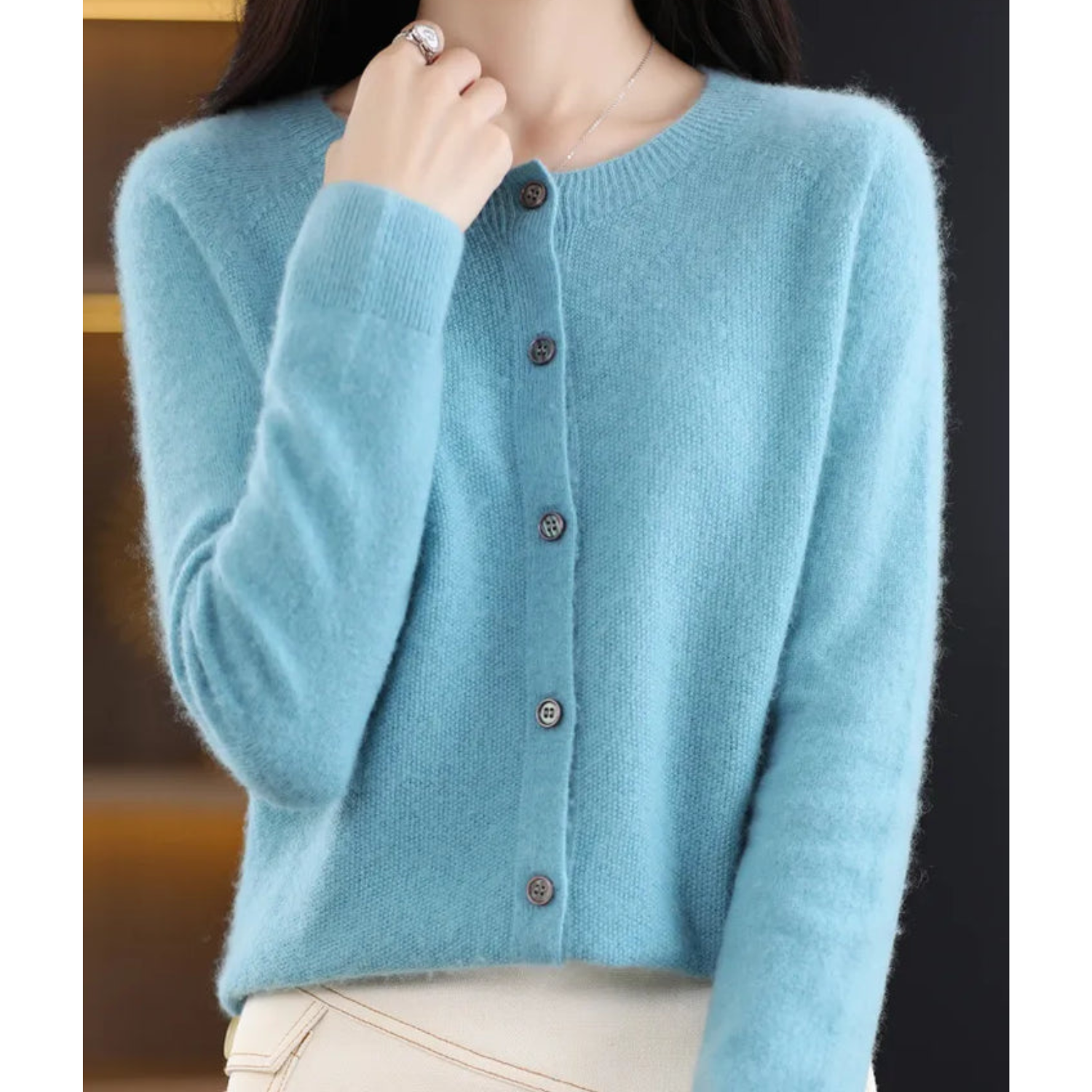 Soft cashmere open-front cardigan for women -10