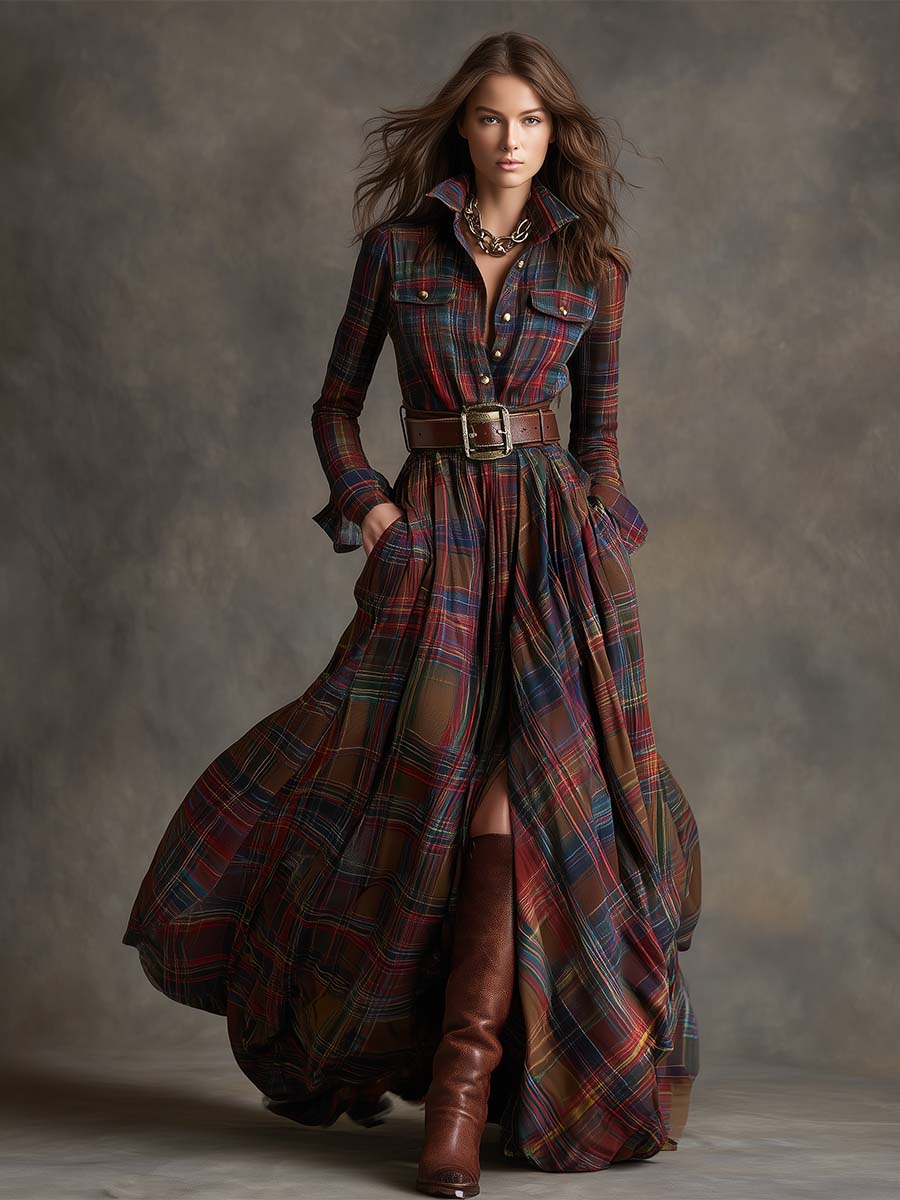 Belted flared shirt dress for women | Harriet -6