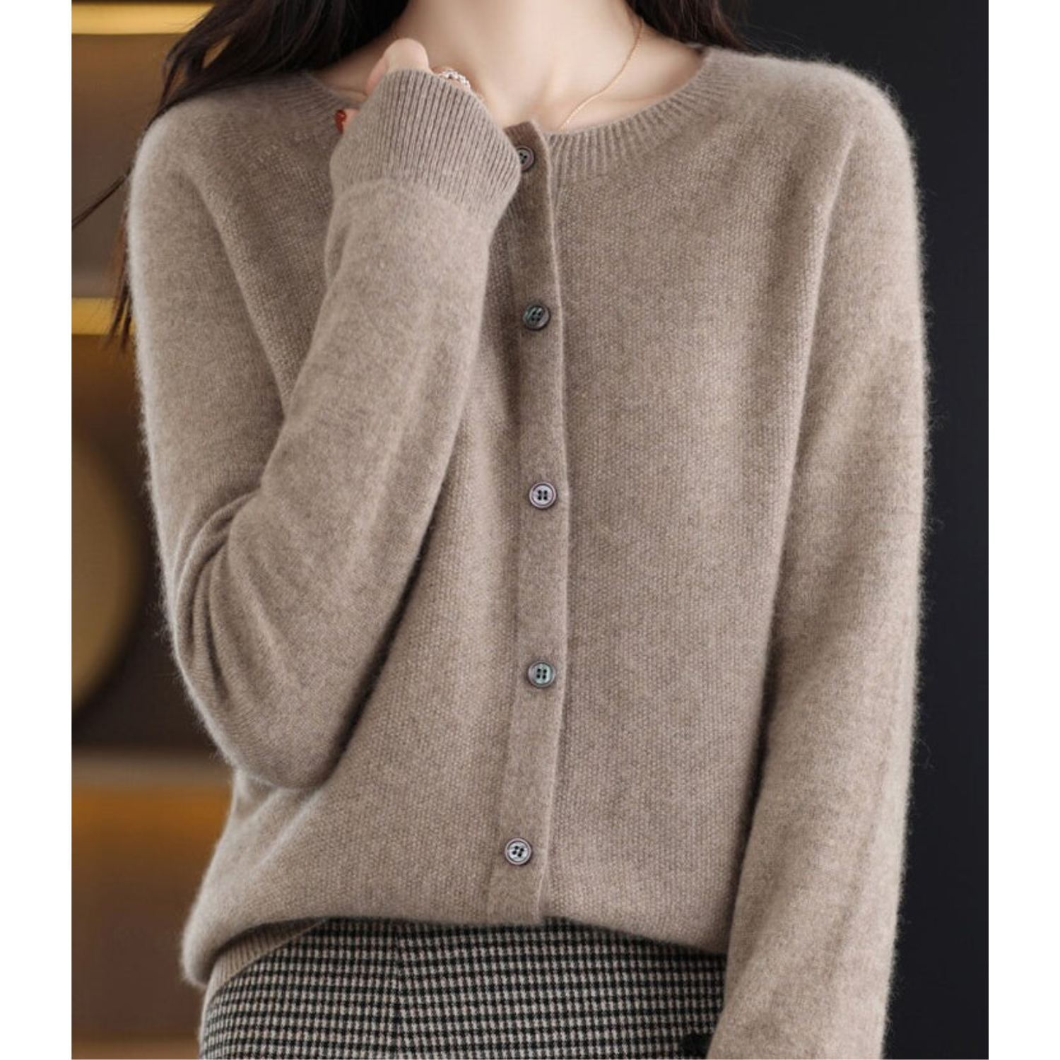 Soft cashmere open-front cardigan for women -2
