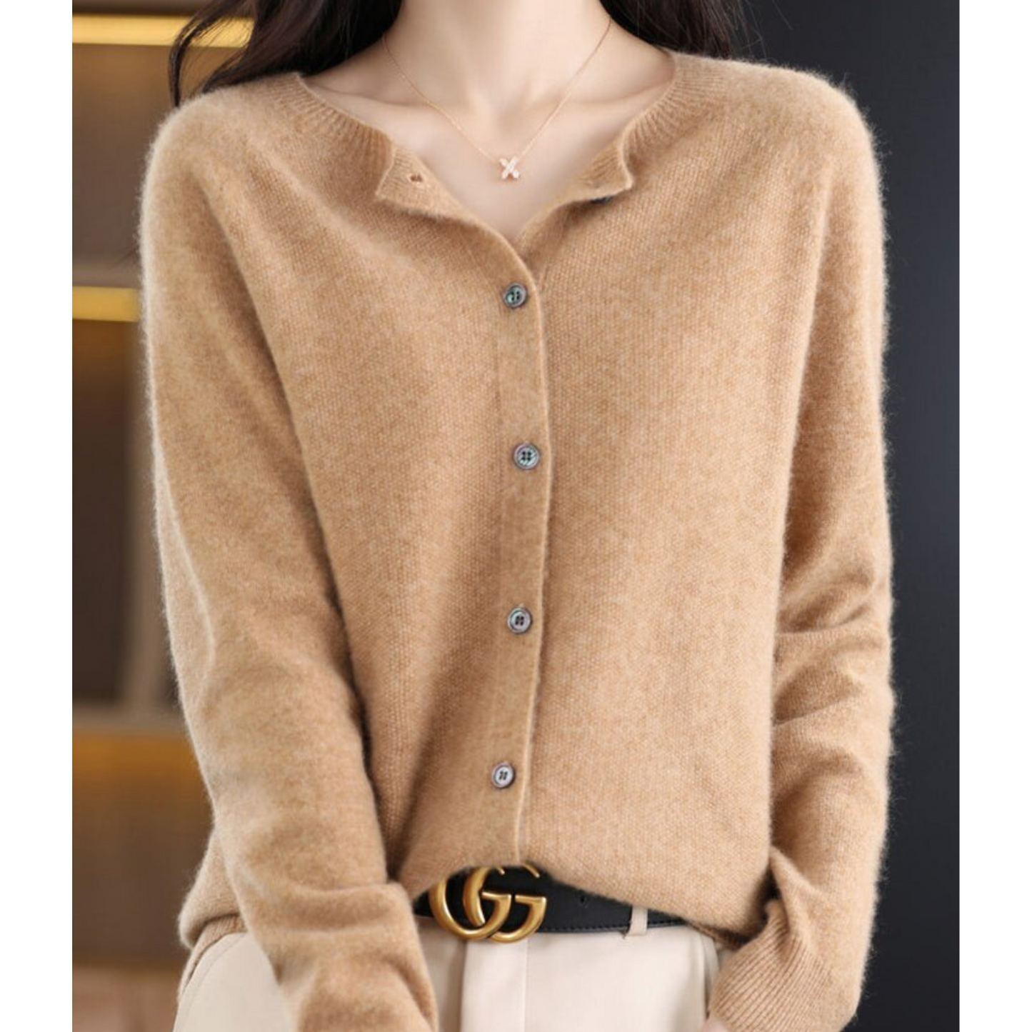 Soft cashmere open-front cardigan for women -3