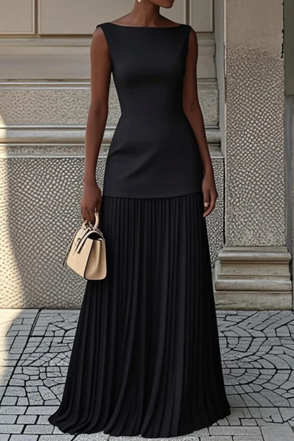 Elegant pleated formal maxi dress for women | Eline -7