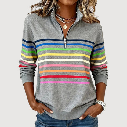 Relaxed casual zip-neck everyday top for women | Laica -1