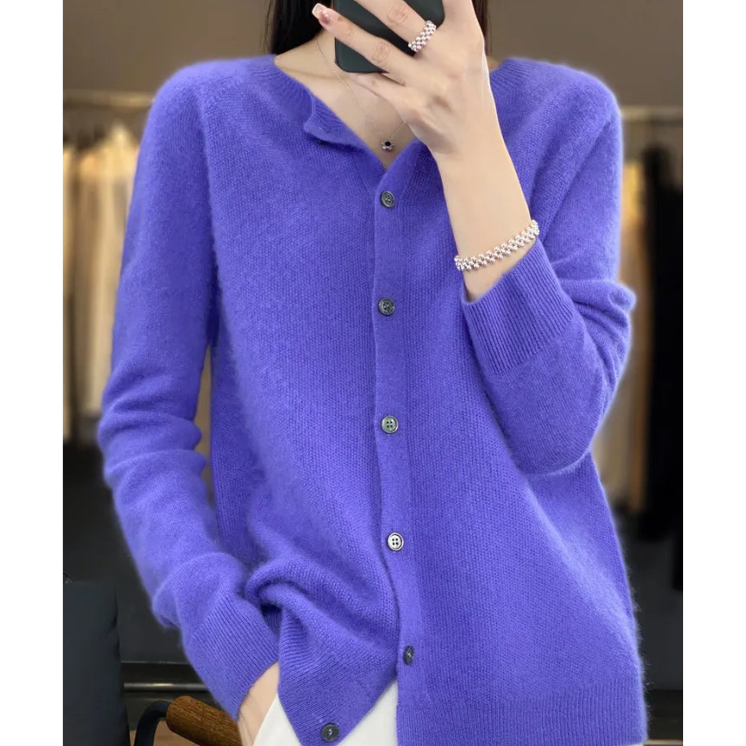 Soft cashmere open-front cardigan for women -9