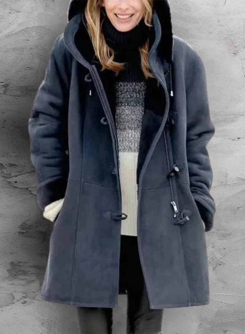 Warm hooded toggle detail winter coat for women | Arwelyn -9