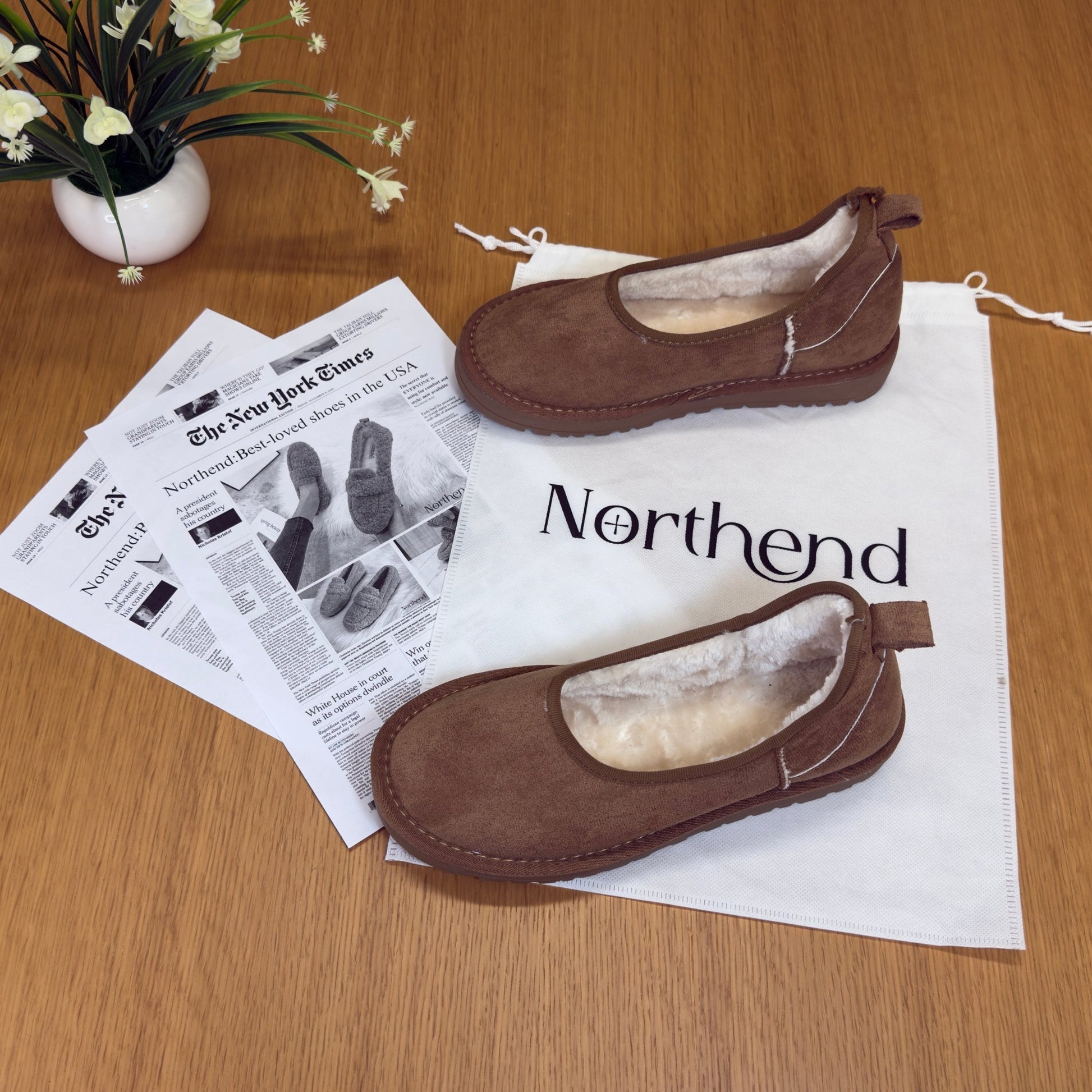 Warm snow fur lined slip-on loafers for women -6