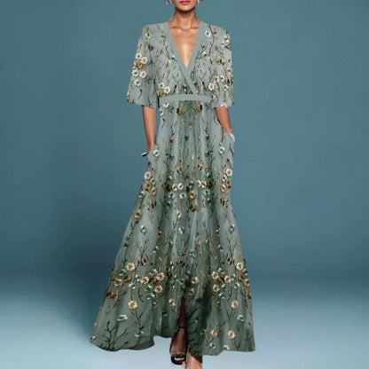 Elegant floral flowing maxi dress for women | Jill -1