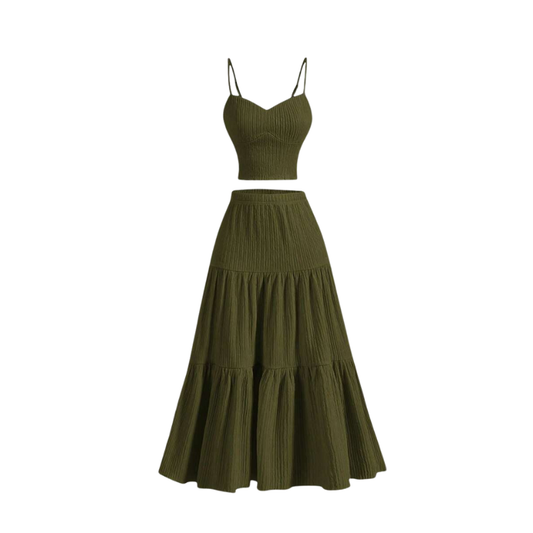 Structured Crop cami top and A-line skirt set for women | Avina