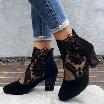 Elegant block heel ankle heels for women | Margarith -1